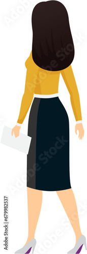vector set of women's poses with cute movements cartoon