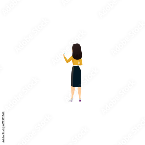 vector set of women's poses with cute movements outline