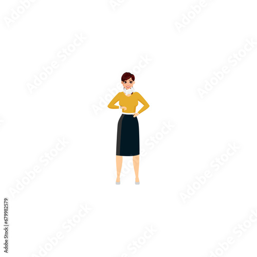 vector set of women's poses with cute movements jump