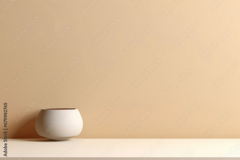 Wall and vase in minimalist style in the sun Wall and vase in minimalist style in the sun
