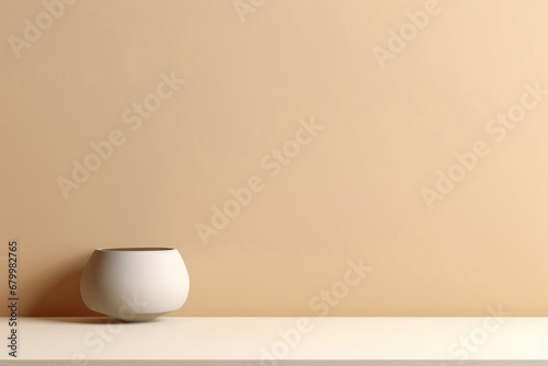 Wall and vase in minimalist style in the sun