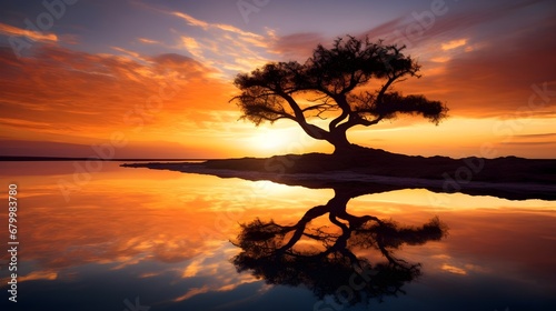 The silhouette of a lone tree against the sunset was simply poetic,