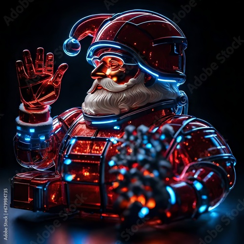 Cool 3D robotic robot futuristic Christmas Santa claus