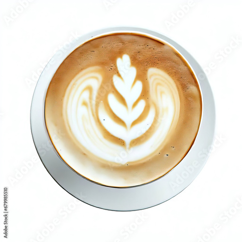 Cup | of, coffee | latte | art | on. wood | table | Directly | above. view. of. cappuccino | beautiful | cappuccino | tray | heart | cafe | food | drink | concept. milk Generative AI 