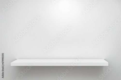 Wallpaper Mural Empty white shelf on white wall background. White shelf mockup. Empty shelves template. Product Presentation Backdrop Torontodigital.ca