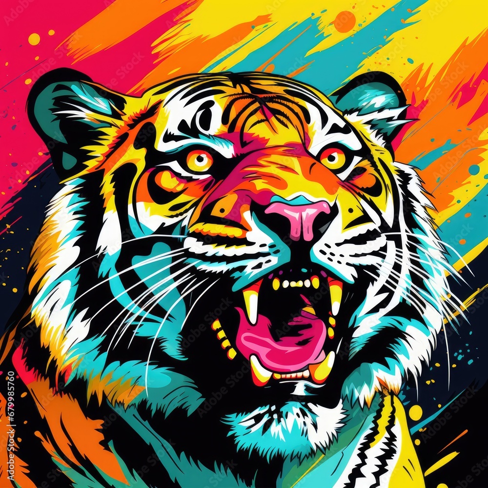 Electric Pop Art Tiger Illustration