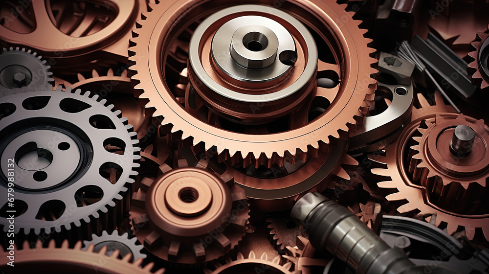 Metallic gears and auto parts. Macro photography of automotive gears. Dramatic contrasting lights Metallic gears and auto parts. Macro photography of automotive gears. Dramatic contrasting lights