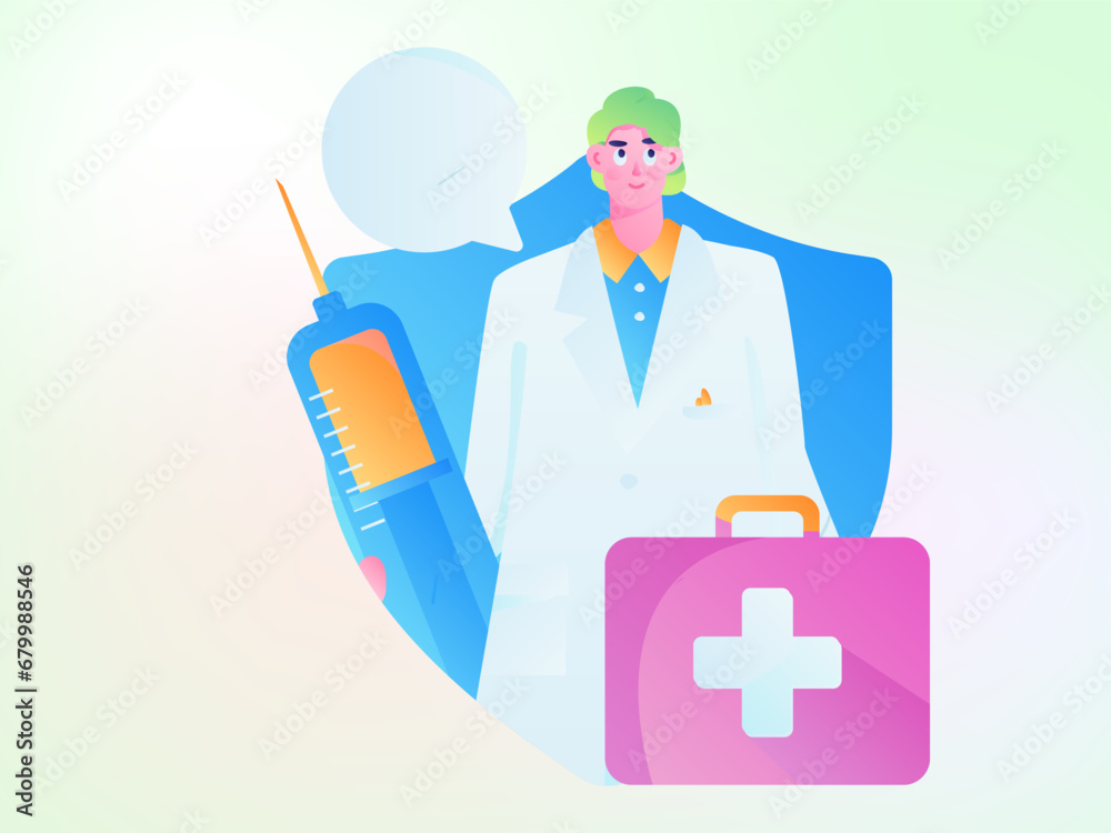 Medical characters fighting the epidemic flat vector concept operation hand drawn illustration
