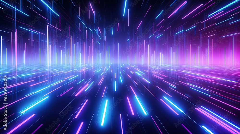 Neon lights on the background in the futuristic style