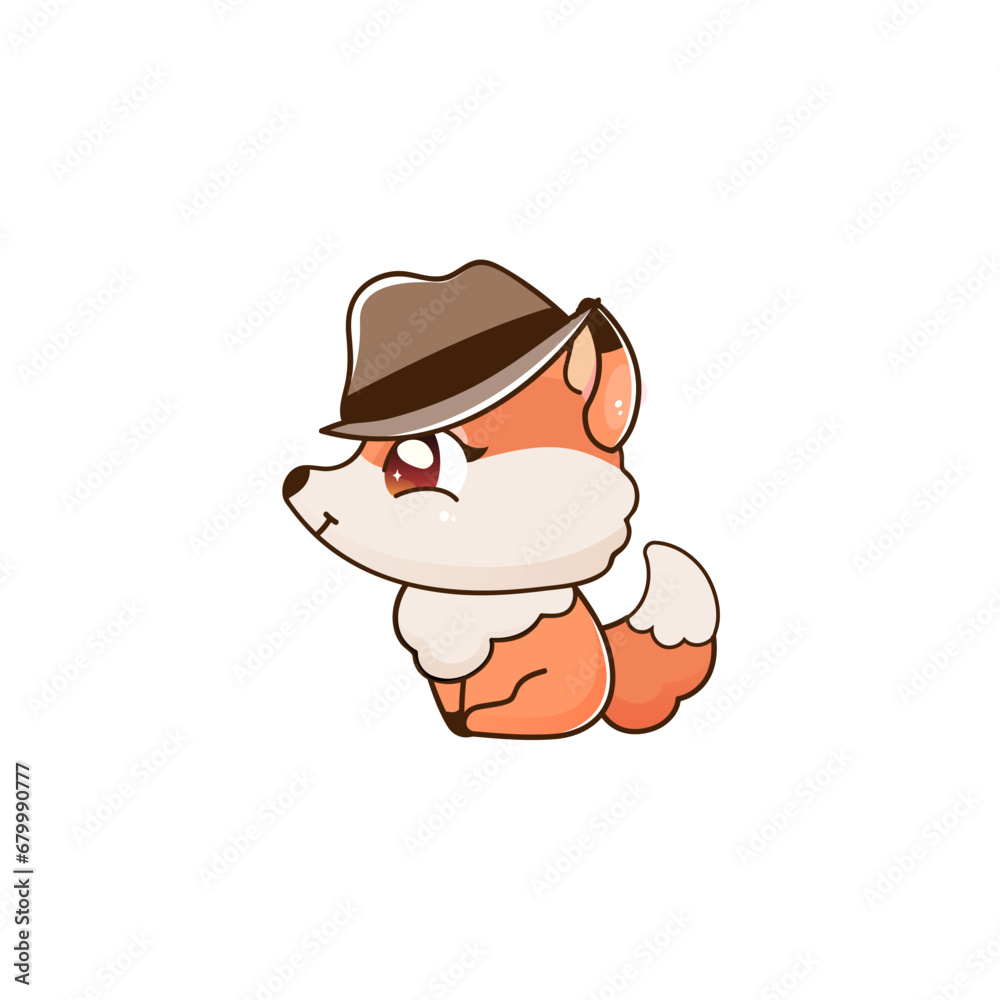 cute vector animal red panda with mafia hat collection