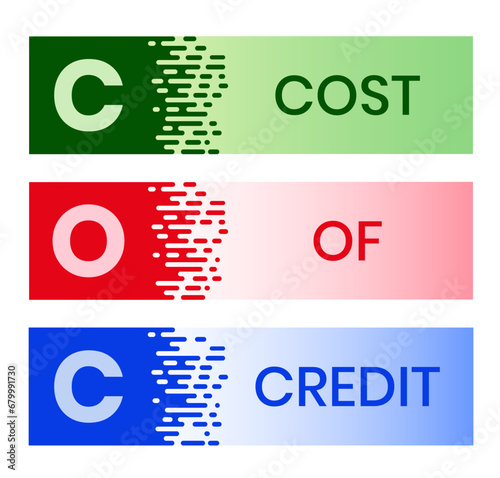 COC Cost Of Credit acronym. business concept background. vector illustration concept with keywords and icons. lettering illustration with icons for web banner, flyer