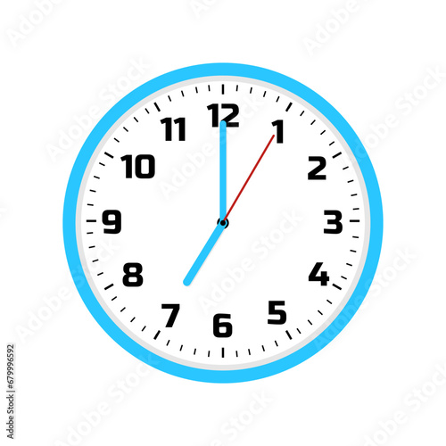 7 o'clock, Clock icon design. Vector office clock icon with shadow. seven o'clock