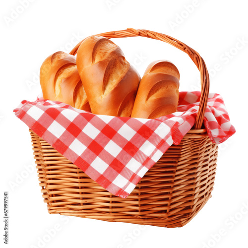 Picnic basket with breads © Natural PNG