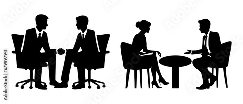 Business meeting silhouette black filled vector Illustration icon