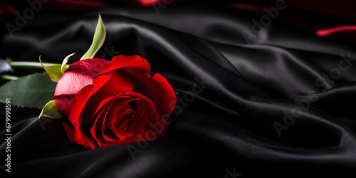 red roses on black background. Valentine or Mother Day or birthday concept.