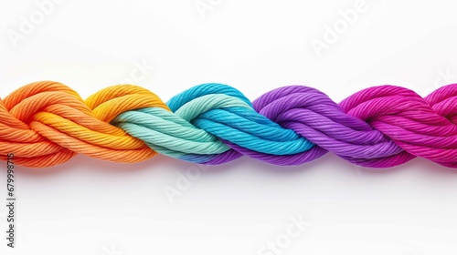 Braided colorful ropes isolated on white