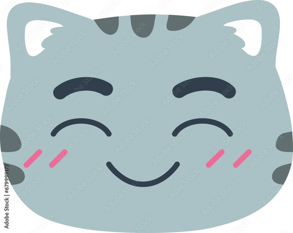 Face Emoji Gray Cat Close Eye Smile Face Emoji Gray Cat Close Eye Smile