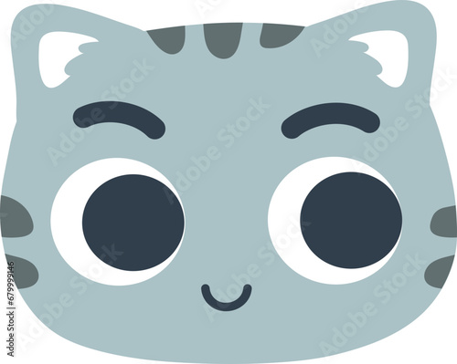 Basic Face Emoji Gray Cat Look Right 
