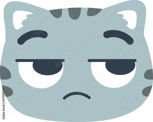 Face Emoji Gray Cat Looking Right Mistrust 