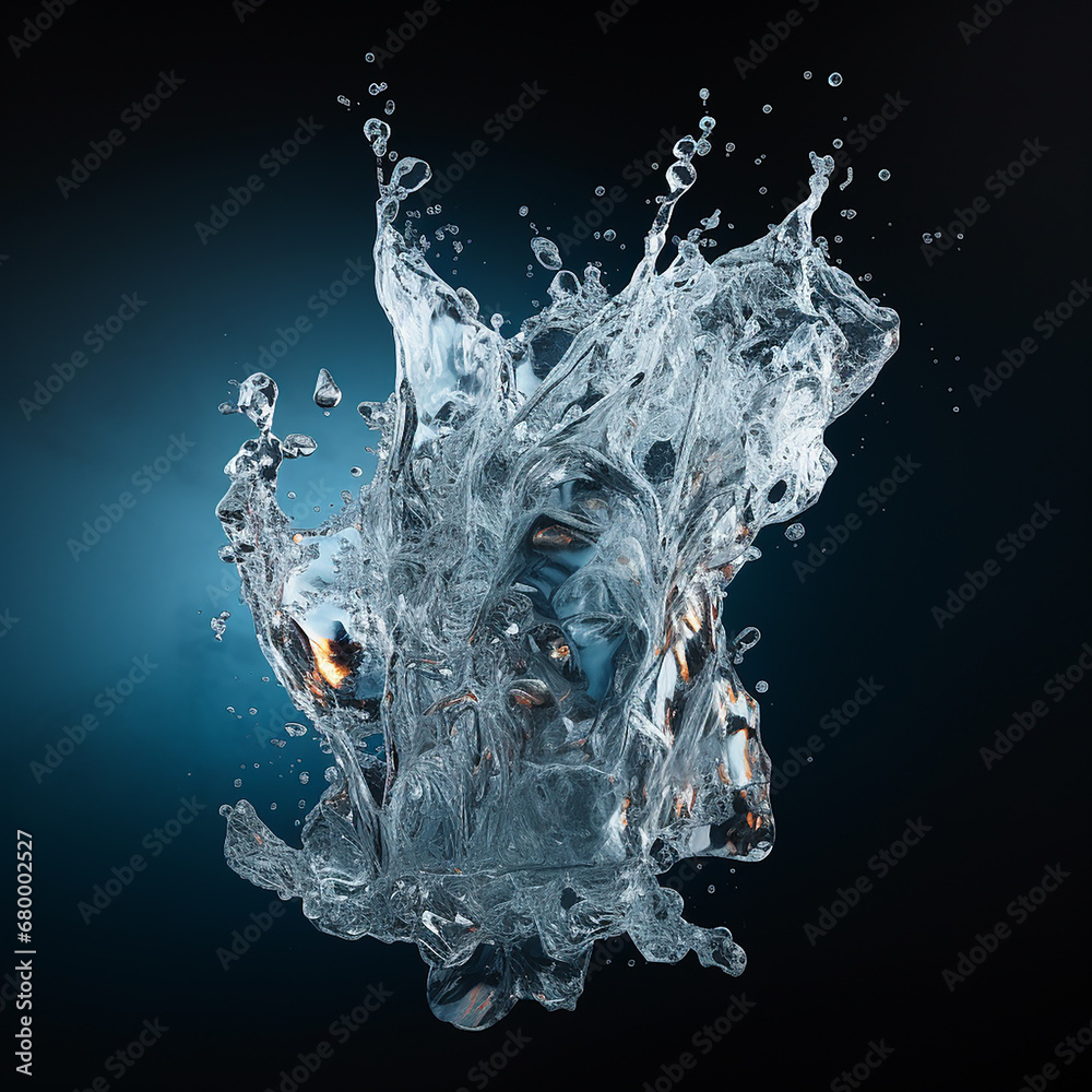 AIGenerated Image HyperRealistic Melting Ice HighDefinition Frozen Ice MidSplash Ice Cube