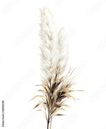 Illustration of pampas grass brunch on white background