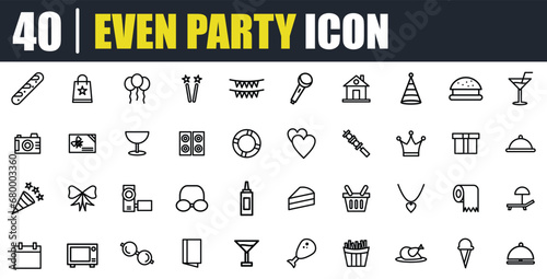 party icon set, even icon, celebration