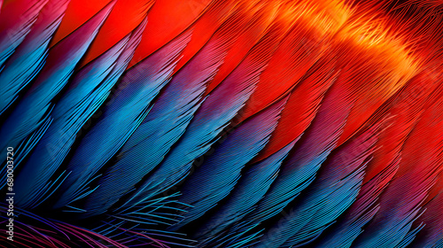 Close-up photo of the colors of a tropical bird's feathers © TopMicrobialStock