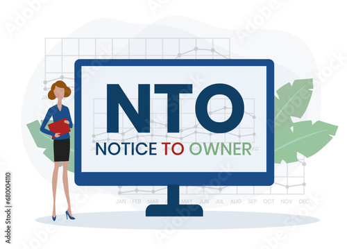 NTO - Notice To Owner acronym. business concept background. vector illustration concept with keywords and icons. lettering illustration with icons for web banner, flyer