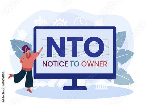 NTO - Notice To Owner acronym. business concept background. vector illustration concept with keywords and icons. lettering illustration with icons for web banner, flyer