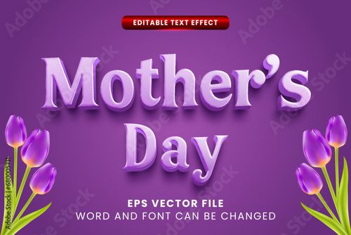 Mother's day celebration 3d editable vector text effect