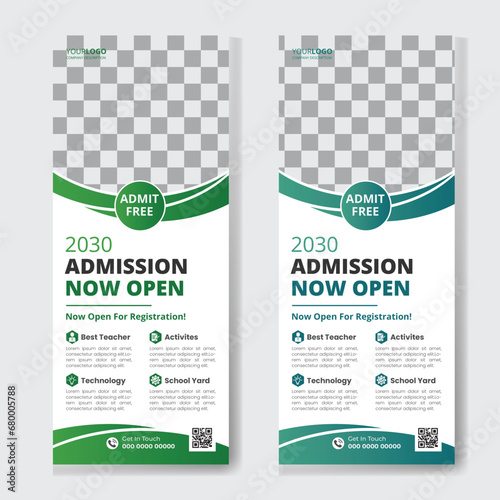 Modern school rollup banner design template