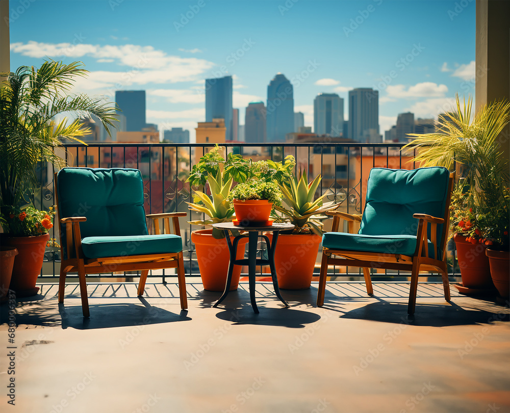 beautifully decorated balcony or terrace