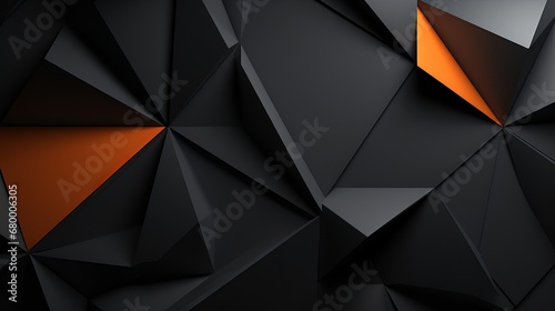 Dark and orange 3d triangle background
