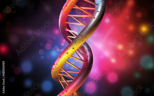 Expanded the genetic molecular structure of DNA. Digital illustration of the double helix structure of genes.