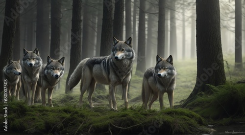 A pack of wolf on the forest from Generative AI