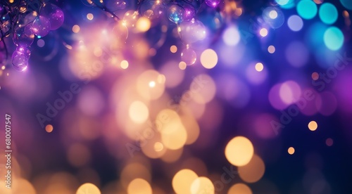 Magical background with fairy lights and bokeh for a colorful themed festive feel from Generative AI