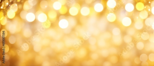 Magical background with fairy lights and bokeh for a yellow themed festive feel from Generative AI