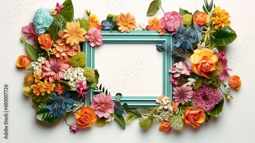 Obraz na płótnie Imaginative frame for a picture of blossoms plenitude of blossoms green foundati