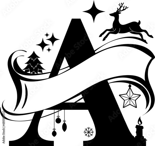 Letter A, Christmas Split Alphabet, Christmas Monogram, Christmas Letters