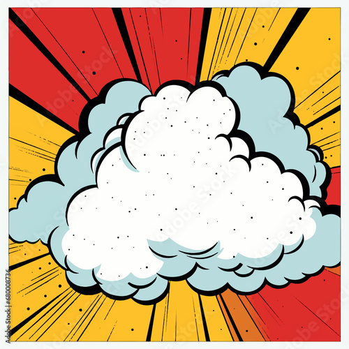 comic clouds, white yellow red black colors, pop art style Illustration