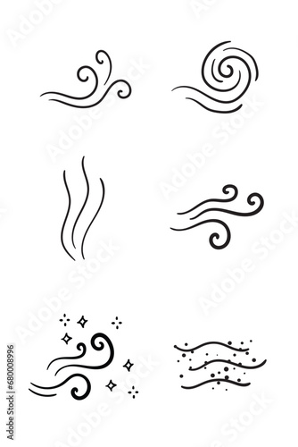 Air doodle icons, wind symbols