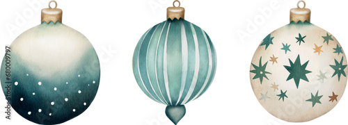 Watercolor Christmas ornament for decoration, Christmas Decoration set