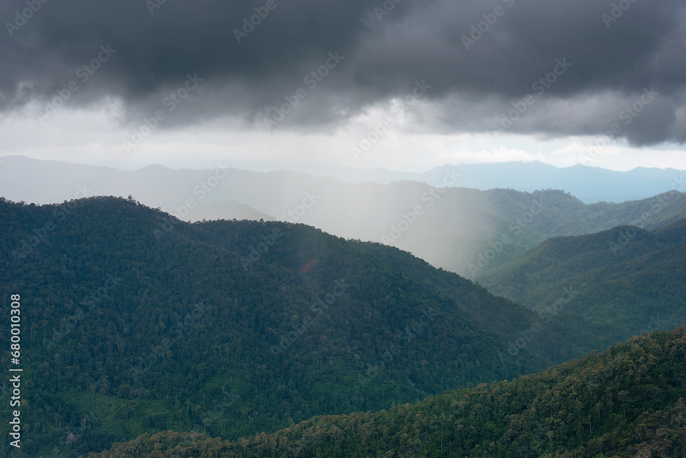 Heavy rain on mountain Heavy rain on mountain