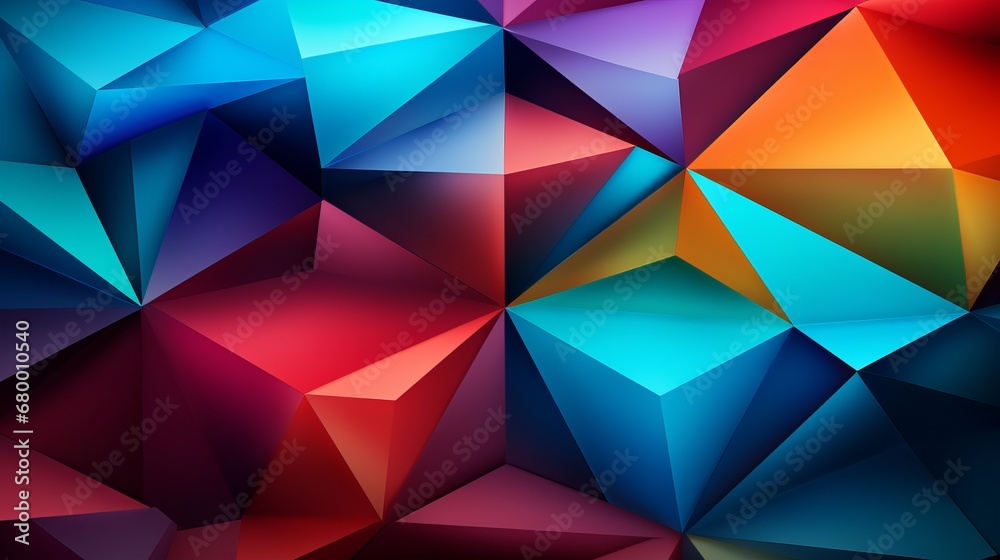 Wallpaer with 3d triangles in striking colors