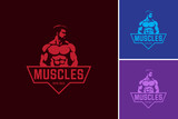 Muscle Logo Template: A design asset with a logo template suitable for fitness brands, gyms, personal trainers, and health-related businesses.