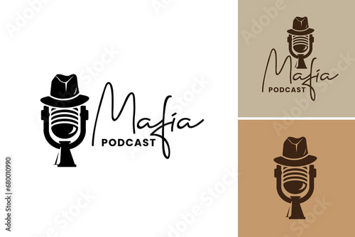 The "Magic Podcast Logo" is a design asset featuring a microphone and hat. This logo is perfect for branding a podcast or audio show with a magical or fantasy theme.