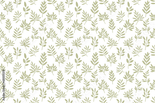 seamless floral pattern. Oliva branch seamless pattern, green leaves, modern pattern. Vector hand drawn branch, leaves on white background. Natural organic ornament