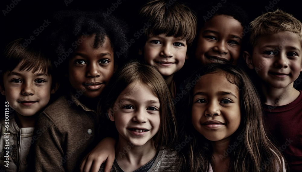 Generative AI image of a group of kids, showing diversity