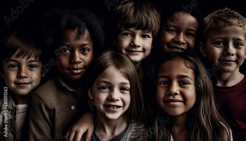 Generative AI image of a group of kids, showing diversity
