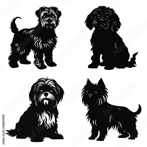 Dog silhouettes and icons. black flat color simple elegant Dog animal vector and illustration.